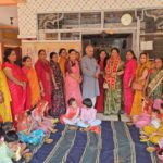नवरात्रि पर गीता आश्रम के शिव मंदिर में स्थानीय मातृशक्ति द्वारा भजन संकीर्तन कन्या पूजन का आयोजन किया गया